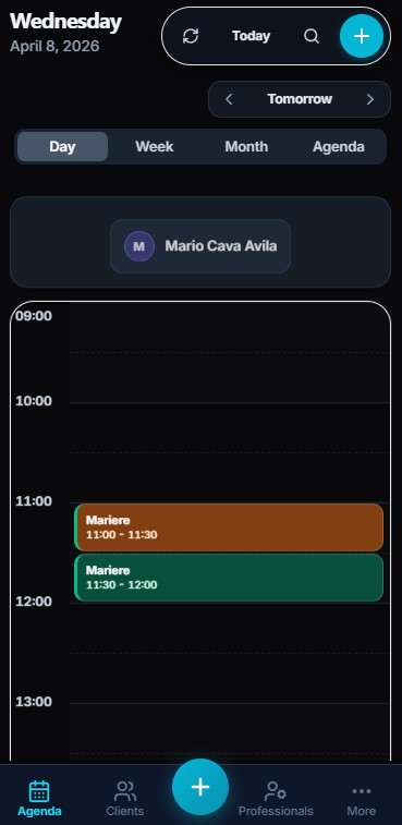 Aplicación móvil de Marai mostrando el calendario de citas en un smartphone